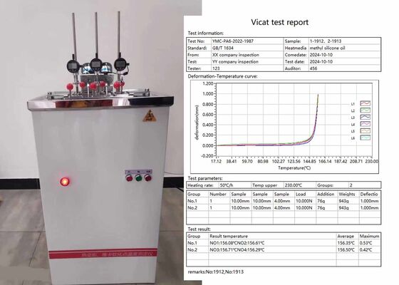 HDT VICAT Testing Machine solution for measuring heat distortion temperature and softening point of polymer and plastic samples